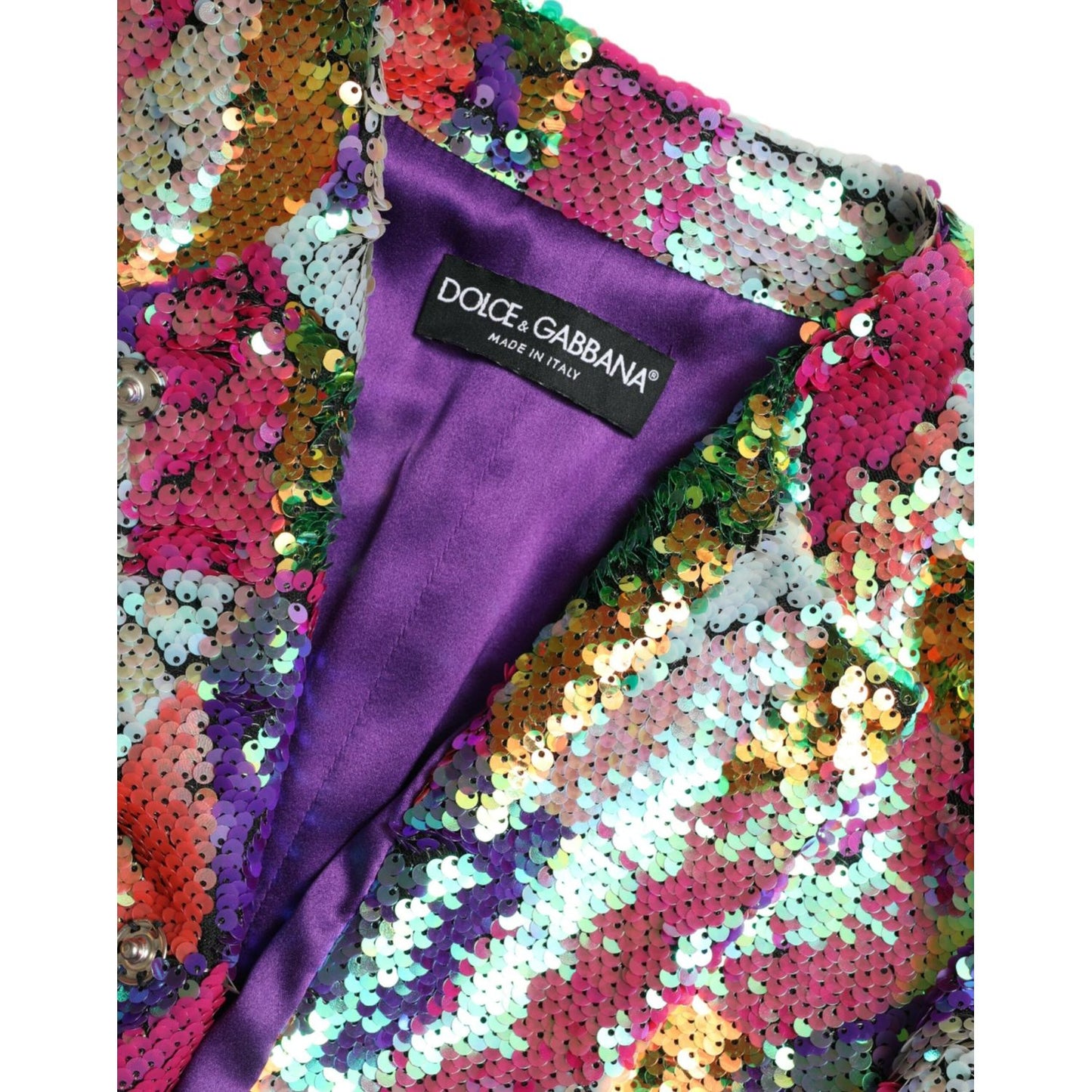 Dolce & Gabbana Multicolor Polyester Sequined Coat Jacket JKT3724-40