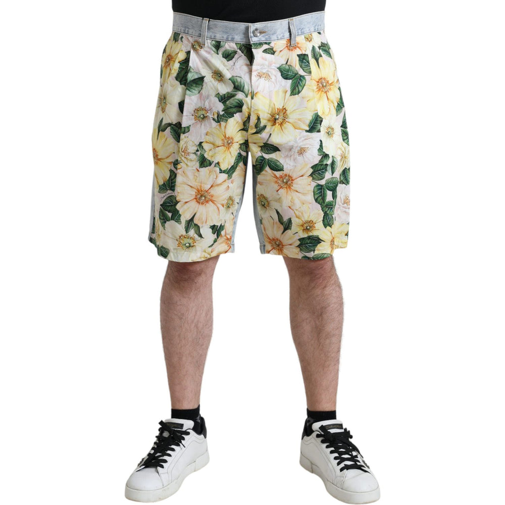 Dolce & Gabbana Multicolor Floral Print Denim Bermuda Shorts PAN74872-50