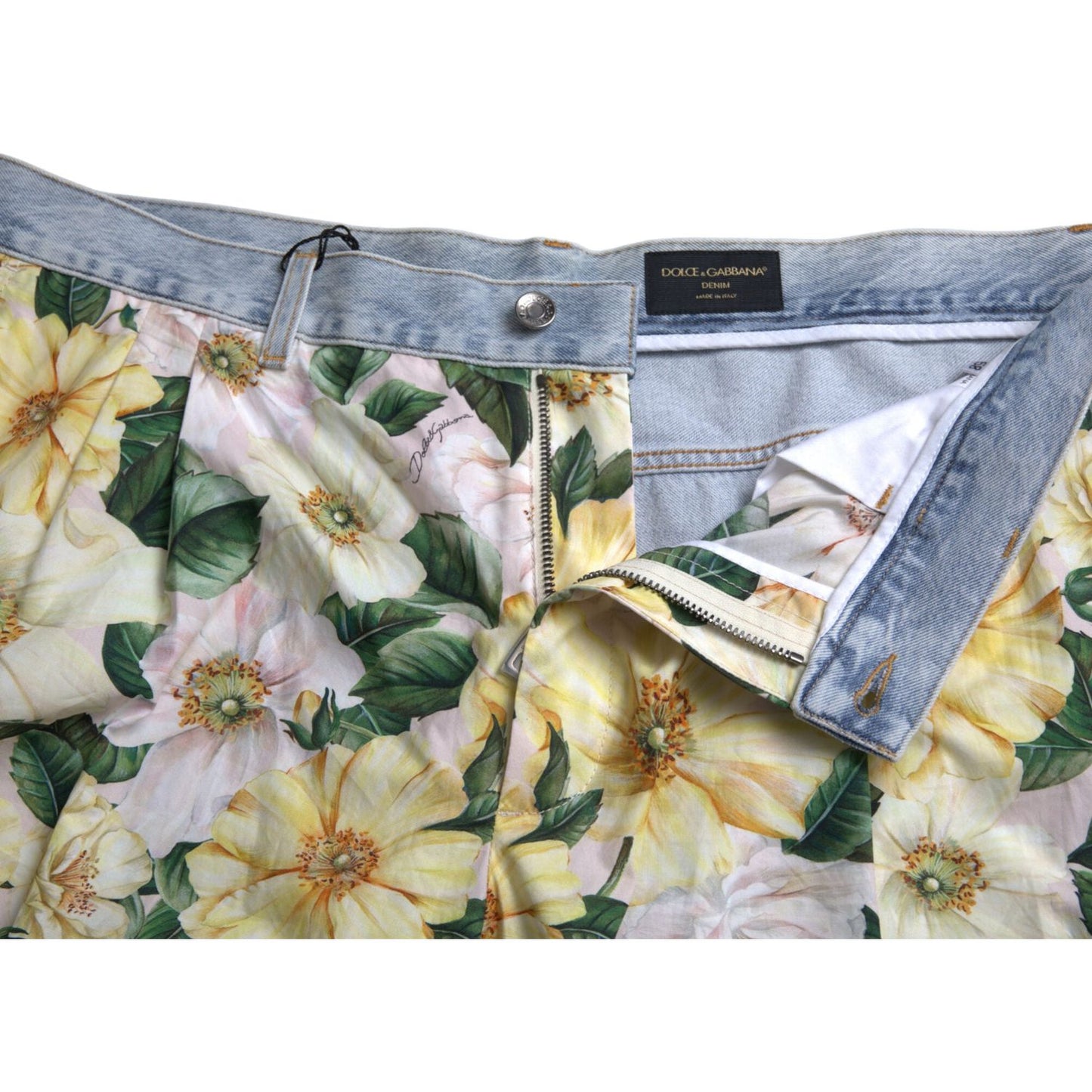 Dolce & Gabbana Multicolor Floral Print Denim Bermuda Shorts PAN74872-50