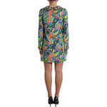 Dolce & Gabbana Multicolor Geometric Print Silk Crystals Midi Dress DR28975-40