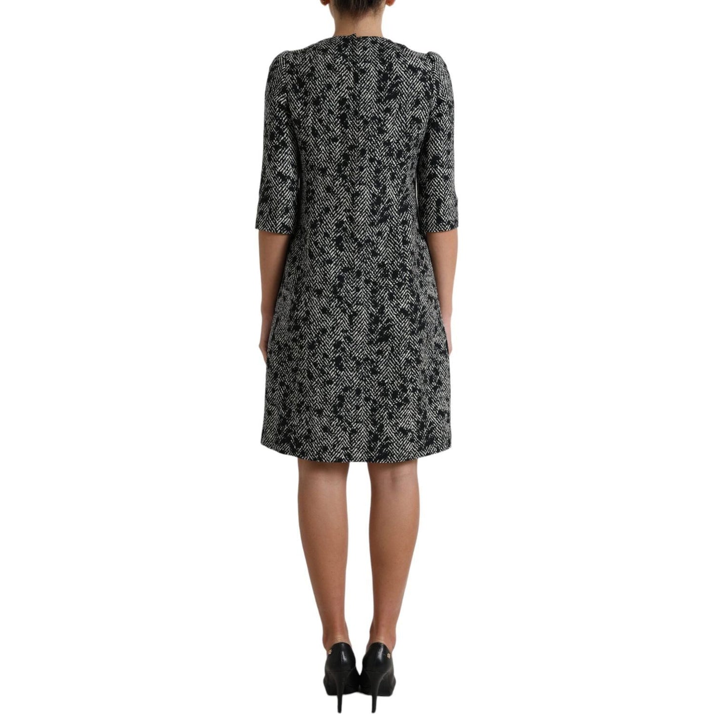 Dolce & Gabbana Black Chevron Polyester Shift Mini Dress DR28984-40