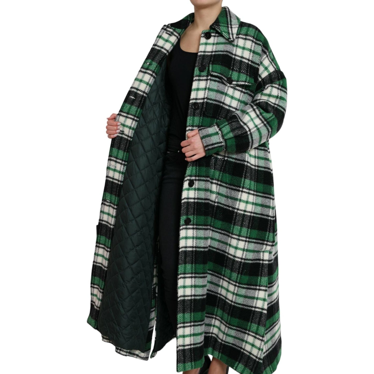 Dolce & Gabbana Green Plaid Long Sleeve Casual Coat Jacket JKT3692-40