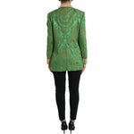 Dolce & Gabbana Green Floral Double Breasted Coat Jacket JKT3721-40