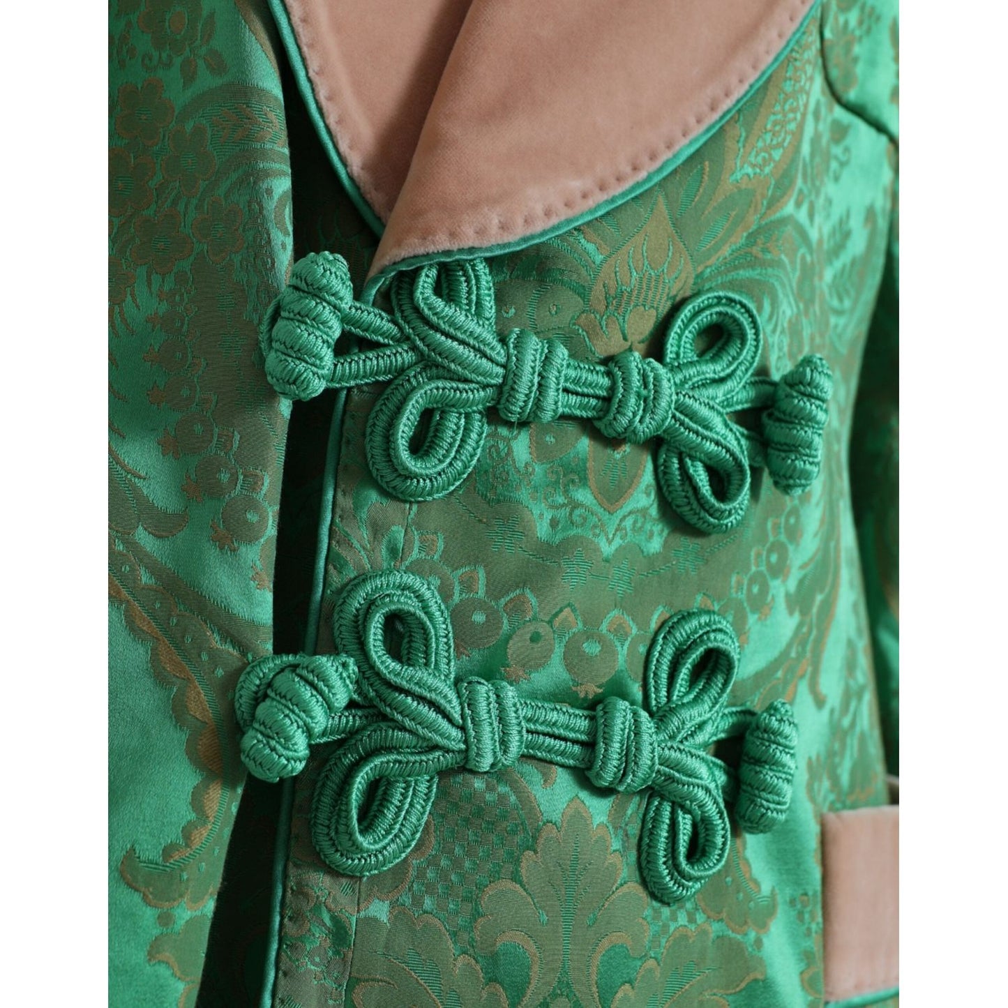 Dolce & Gabbana Green Floral Double Breasted Coat Jacket JKT3721-40