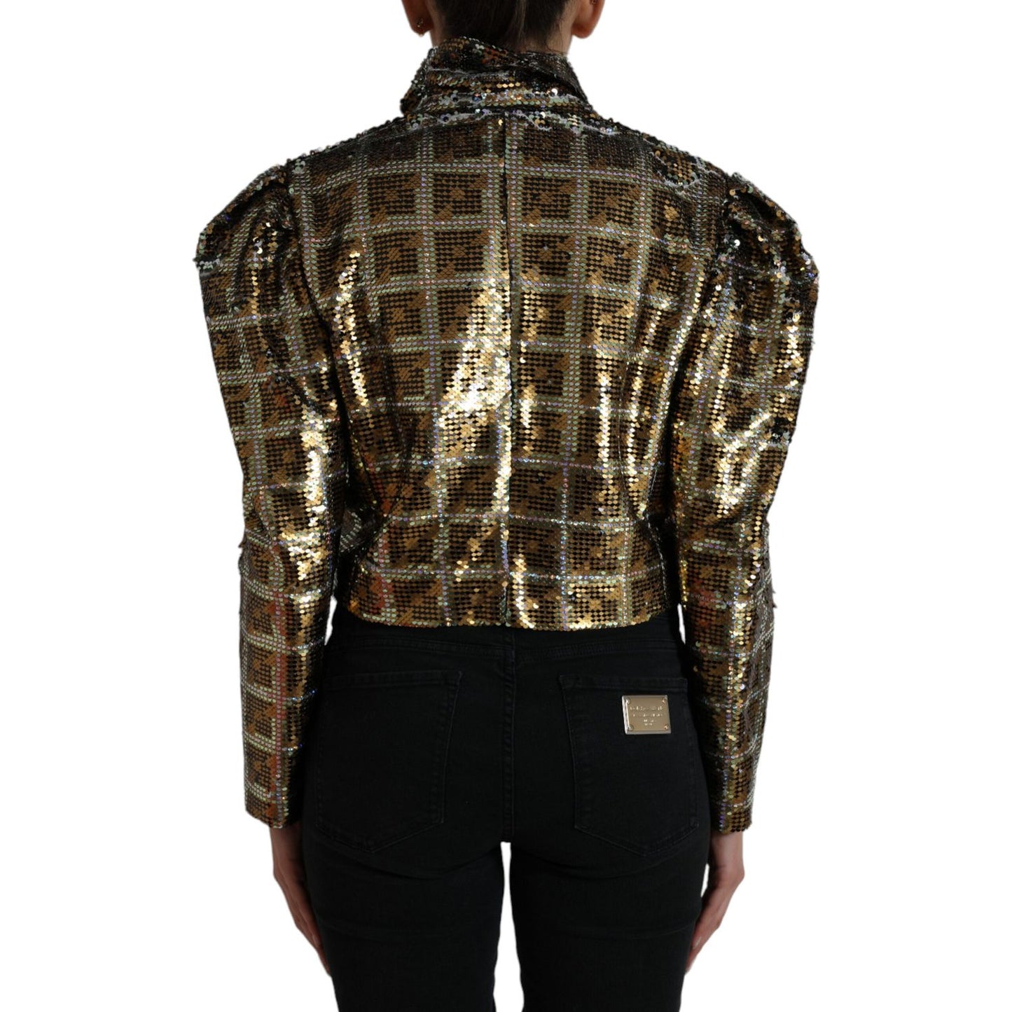 Dolce & Gabbana Multicolor Polyester Sequined Cropped Jacket JKT3725-40