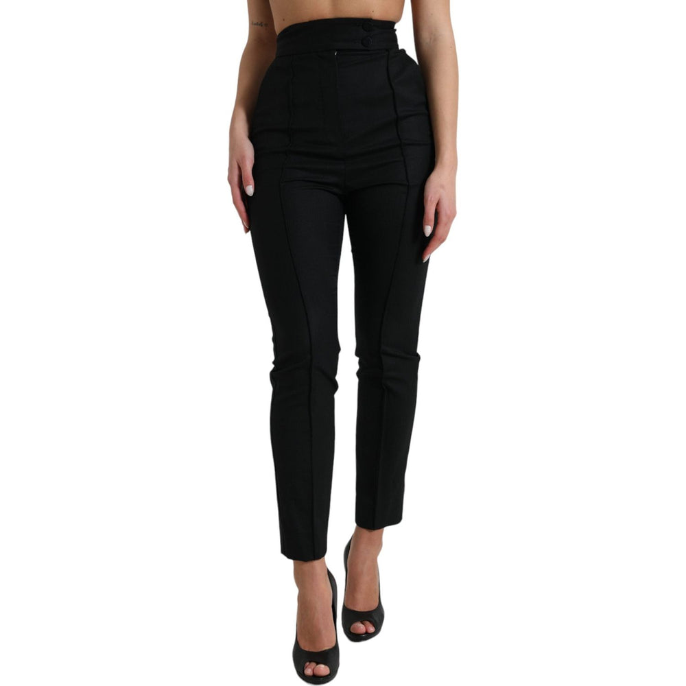 Dolce & Gabbana Black Wool High Waist Tapered Pants PAN74975-40