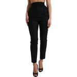 Dolce & Gabbana Black Wool High Waist Tapered Pants PAN74975-40