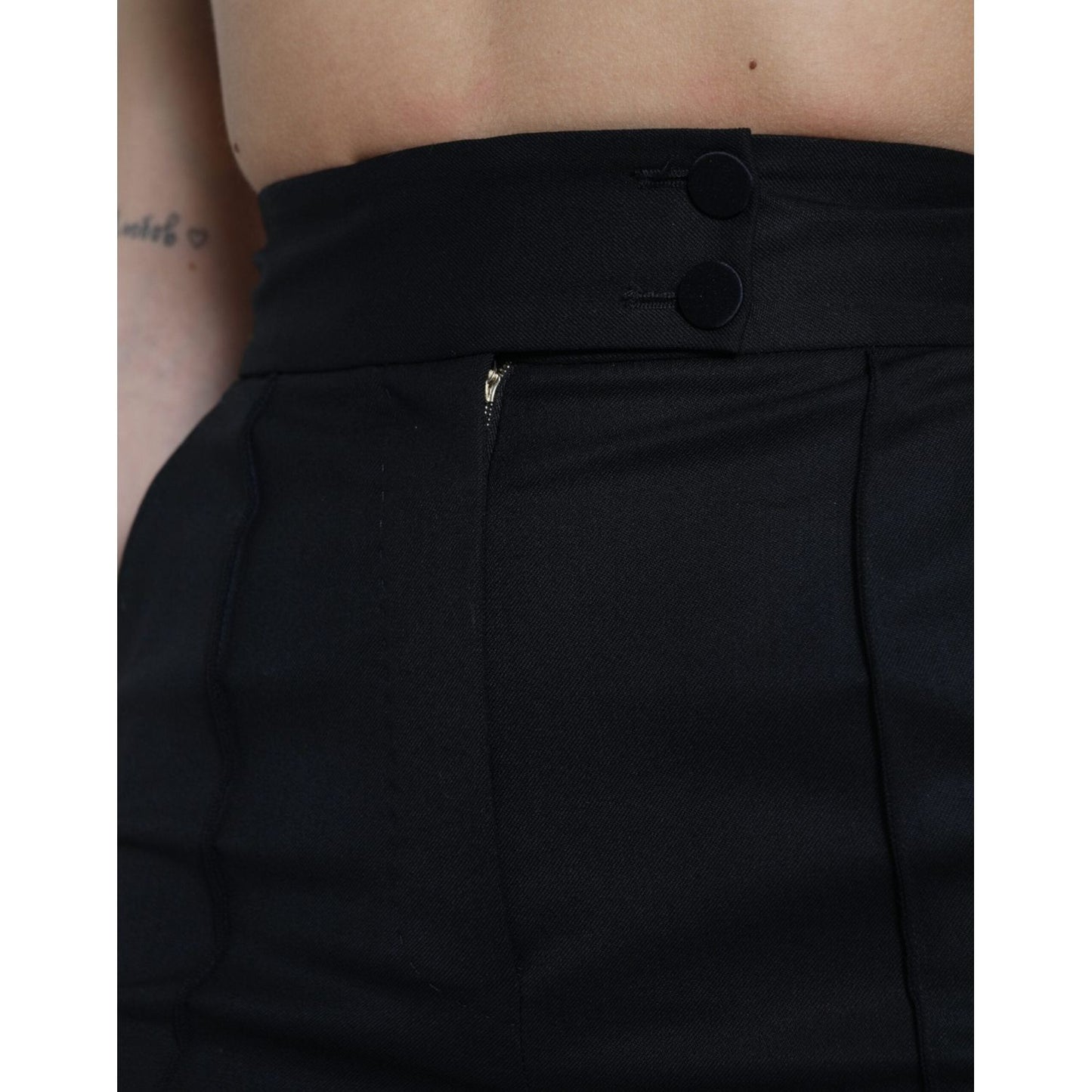 Dolce & Gabbana Black Wool High Waist Tapered Pants PAN74975-40