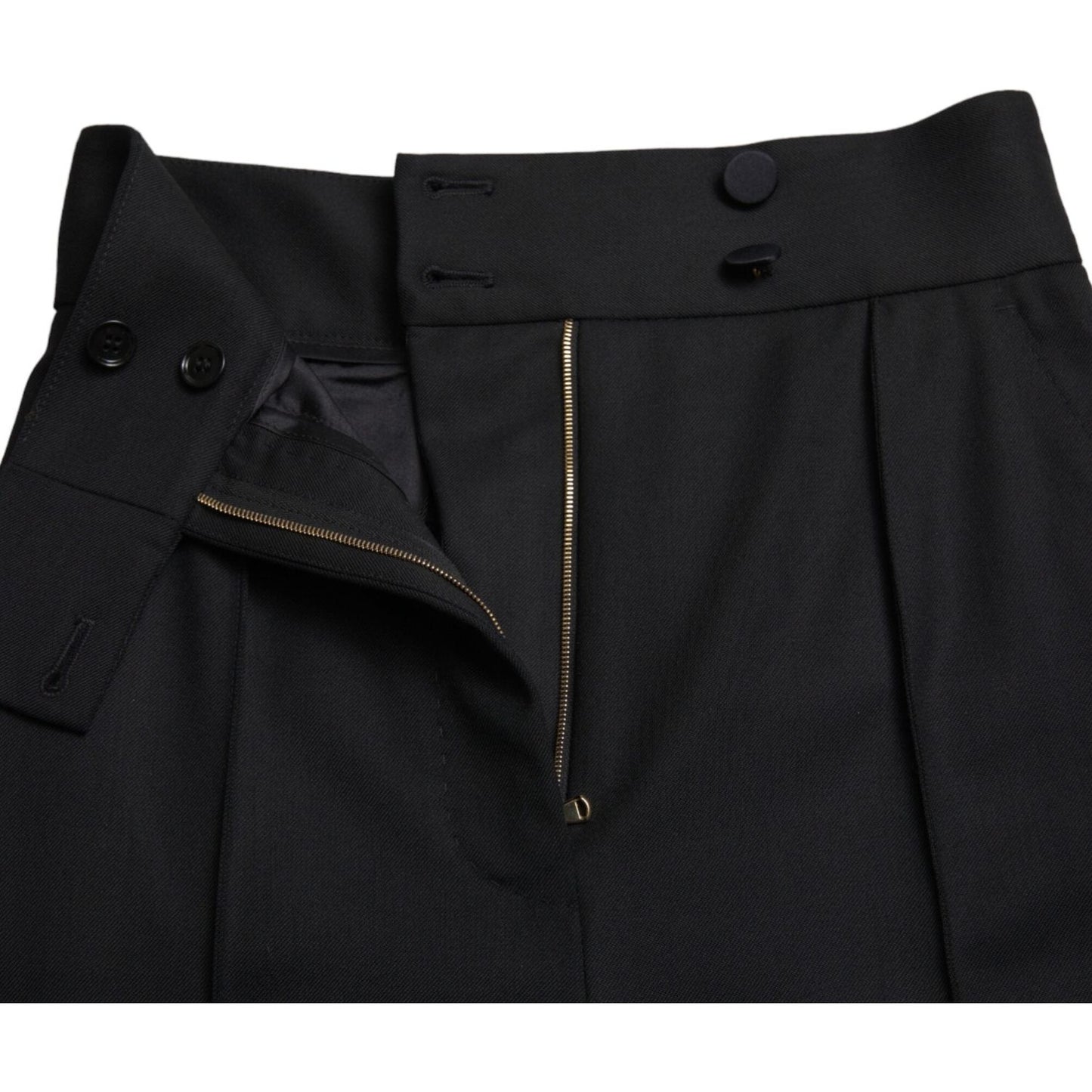 Dolce & Gabbana Black Wool High Waist Tapered Pants PAN74975-40