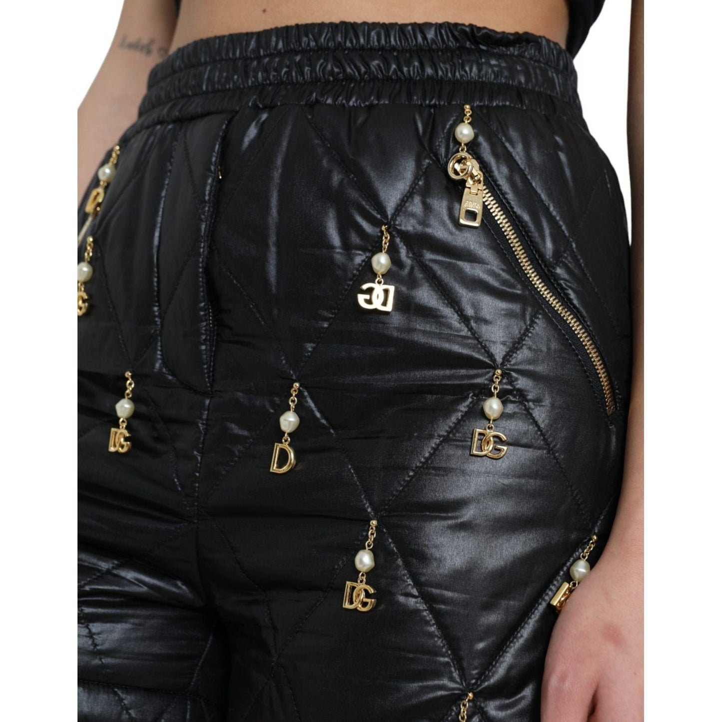 Dolce & Gabbana Black Embellished High Waist Hot Pants Shorts PAN74907-40