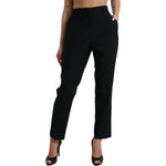 Dolce & Gabbana Black Wool High Waist Straight Pants PAN74978-46