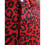Dolce & Gabbana Red Leopard Print Cotton High Waist Mini Skirt SKI1969-40