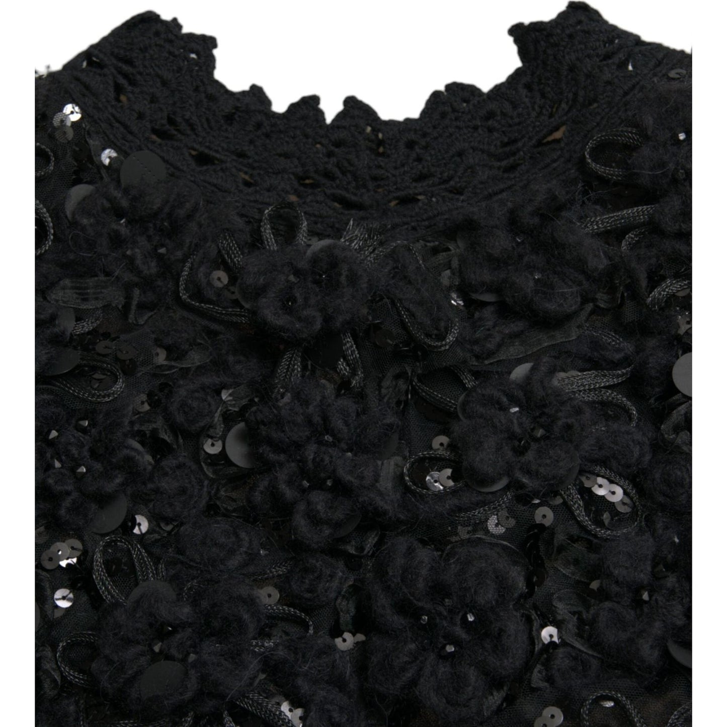Dolce & Gabbana Black Sequined Embellished Pullover Sweater TSH84208-40