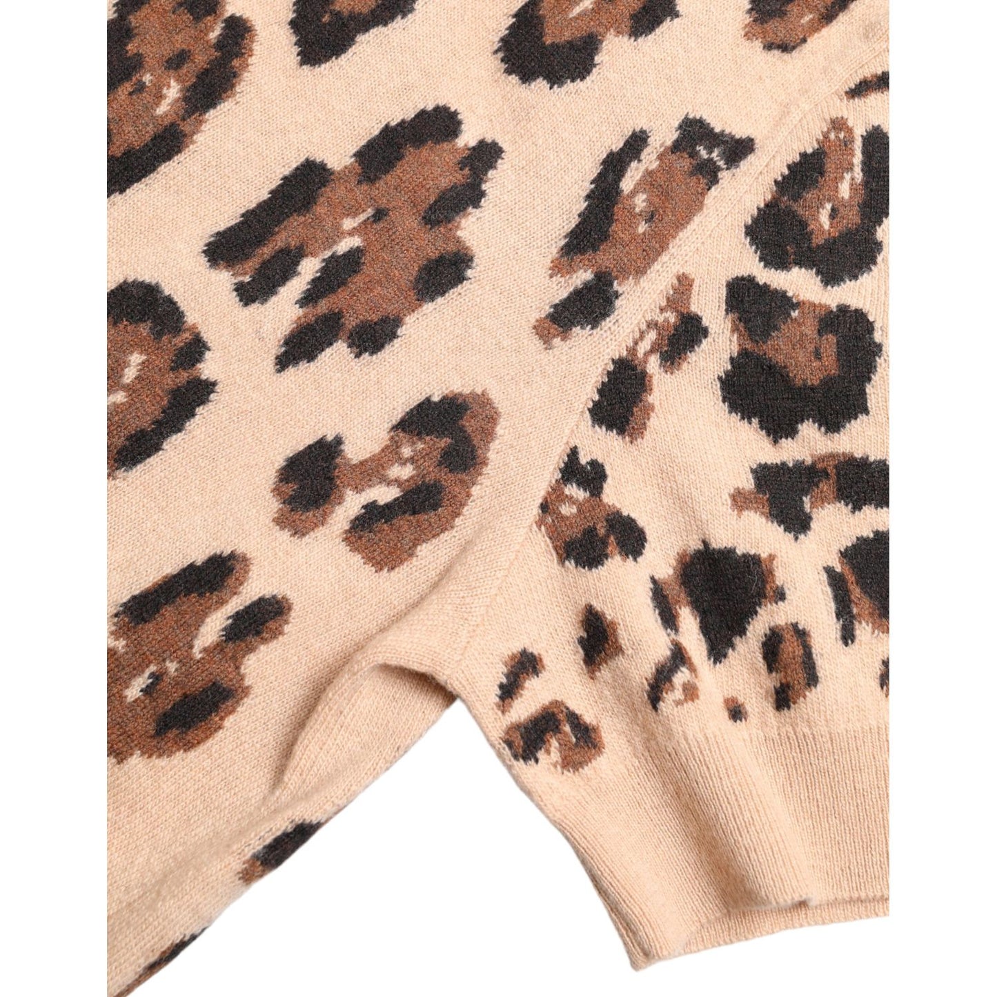Dolce & Gabbana Beige Leopard Print Wool Turtleneck Top TSH84242-50