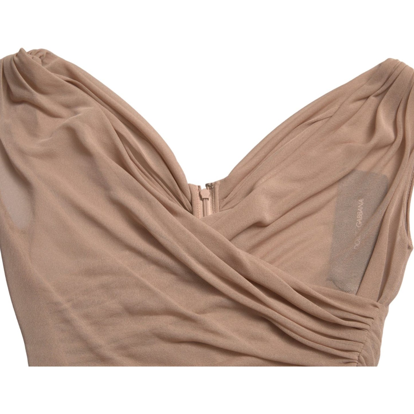 Dolce & Gabbana Beige Viscose V-neck Sleeveless Tank Top TSH84254-40