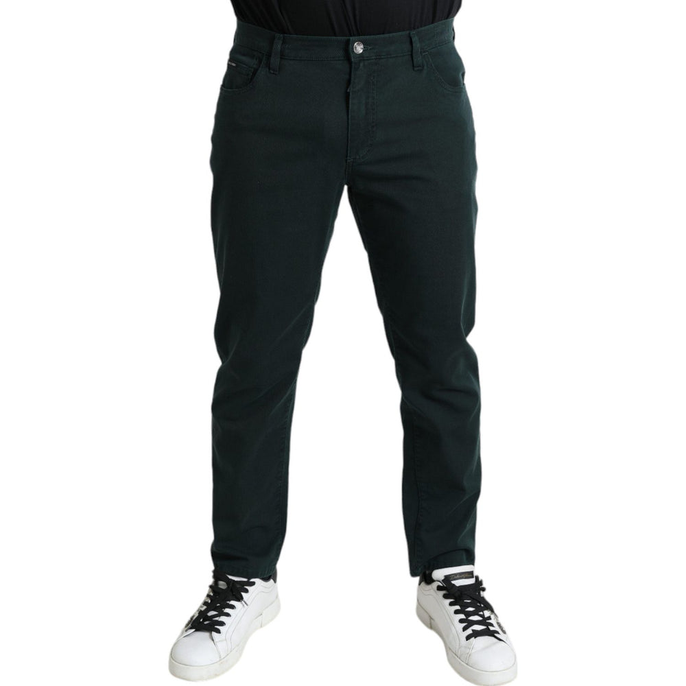 Dolce & Gabbana Green Cotton Stretch Skinny Men Denim Jeans PAN75053-54