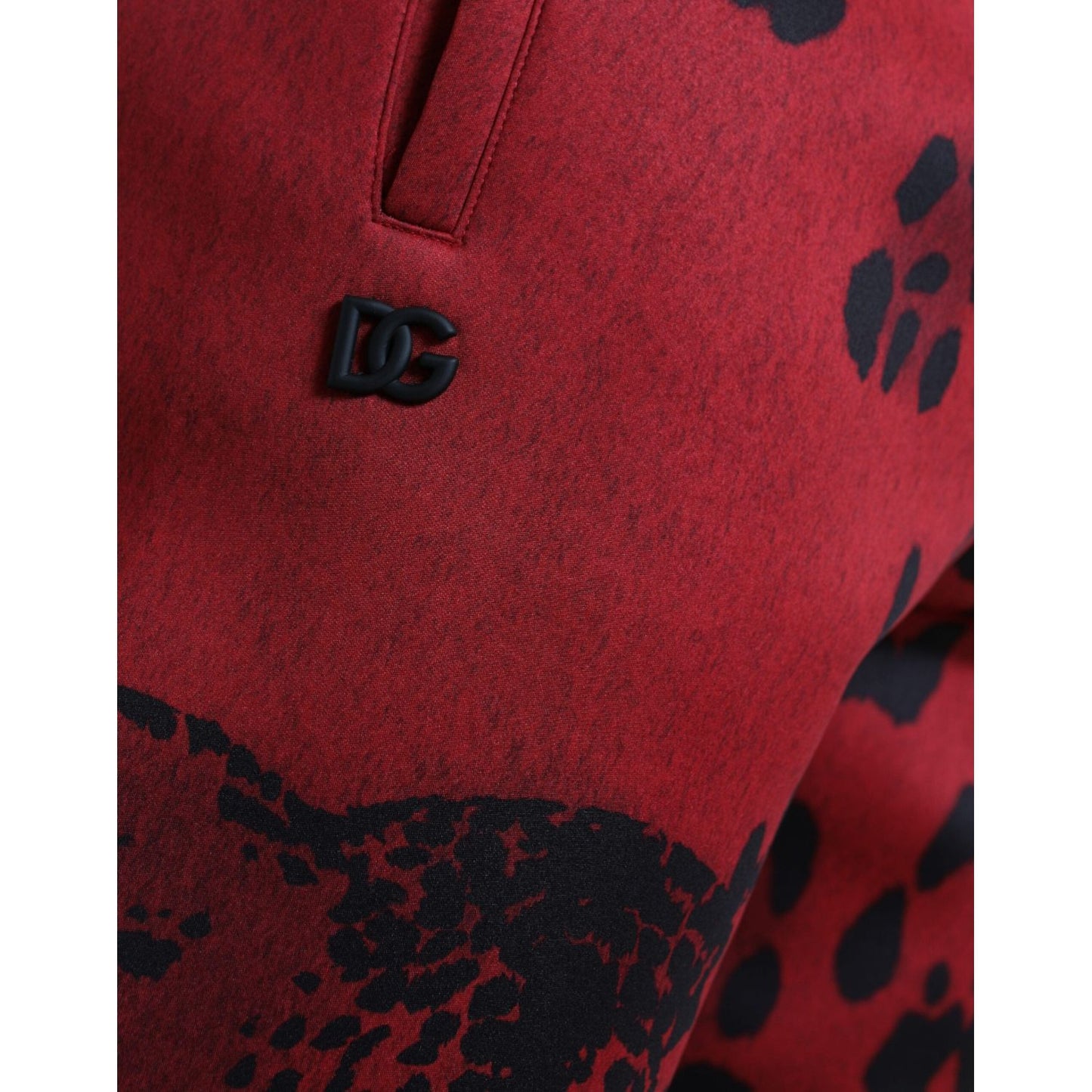 Dolce & Gabbana Red Black Leopard Stretch Jogger Pants PAN75025-56