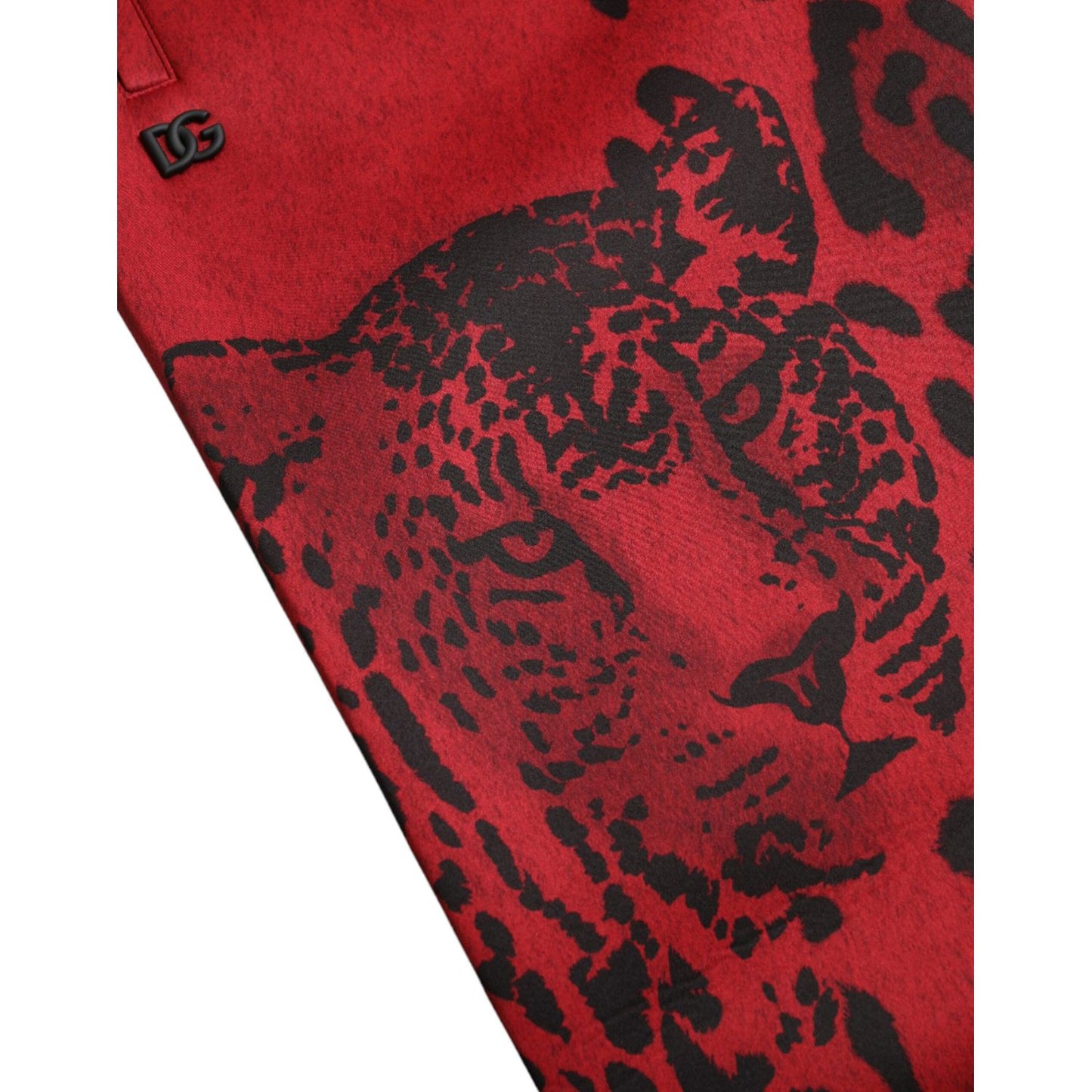 Dolce & Gabbana Red Black Leopard Stretch Jogger Pants PAN75025-56