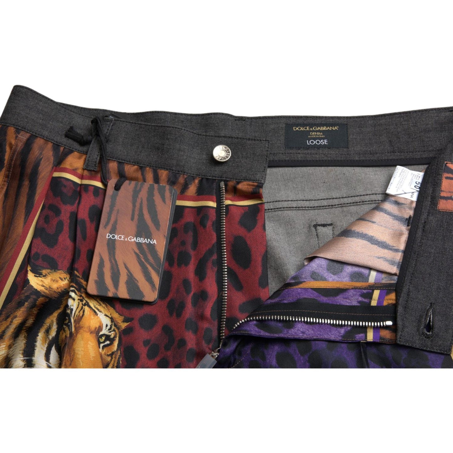 Dolce & Gabbana Multicolor Tiger Cotton Loose Denim Jeans PAN75040-44