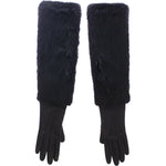 Dolce & Gabbana Black Beaver Fur Lambskin Leather Elbow Gloves MOM11432-1