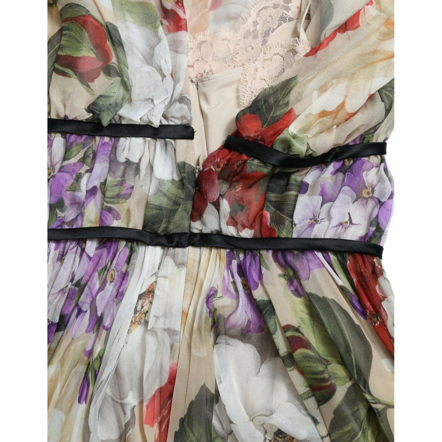 Dolce & Gabbana Beige Floral Sleeveless A-line Mini Dress DR281033-42