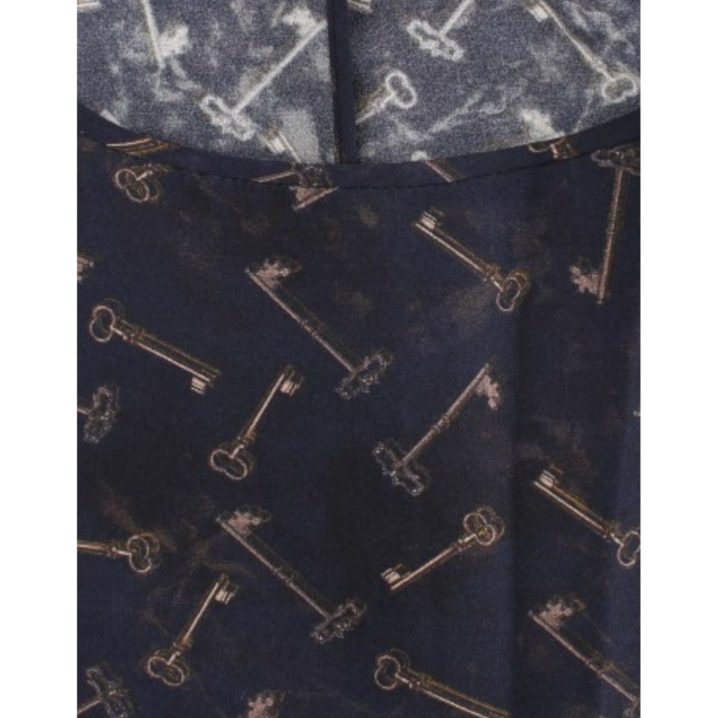 Dolce & Gabbana Blue gold key print silk blouse SIG13321-1