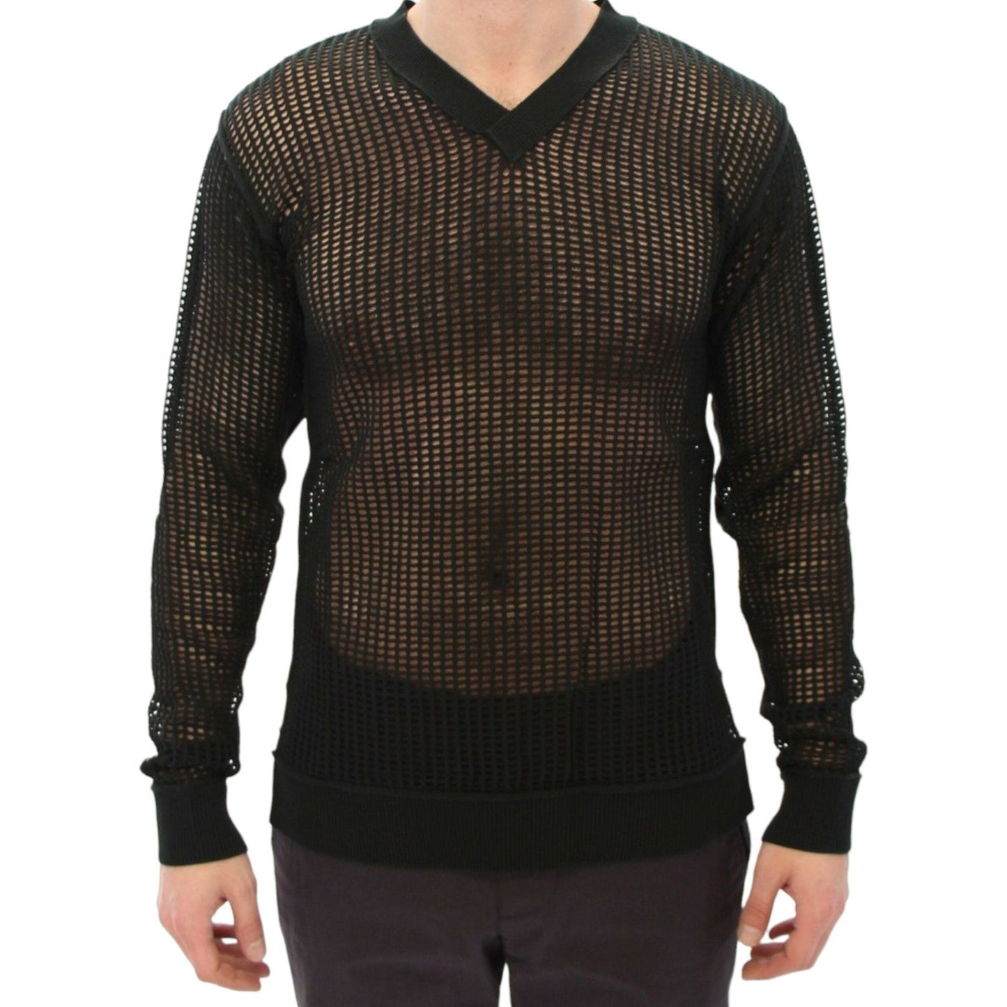 Dolce & Gabbana Dark Green Runway Netz Pullover Netted Sweater GTH10672-2