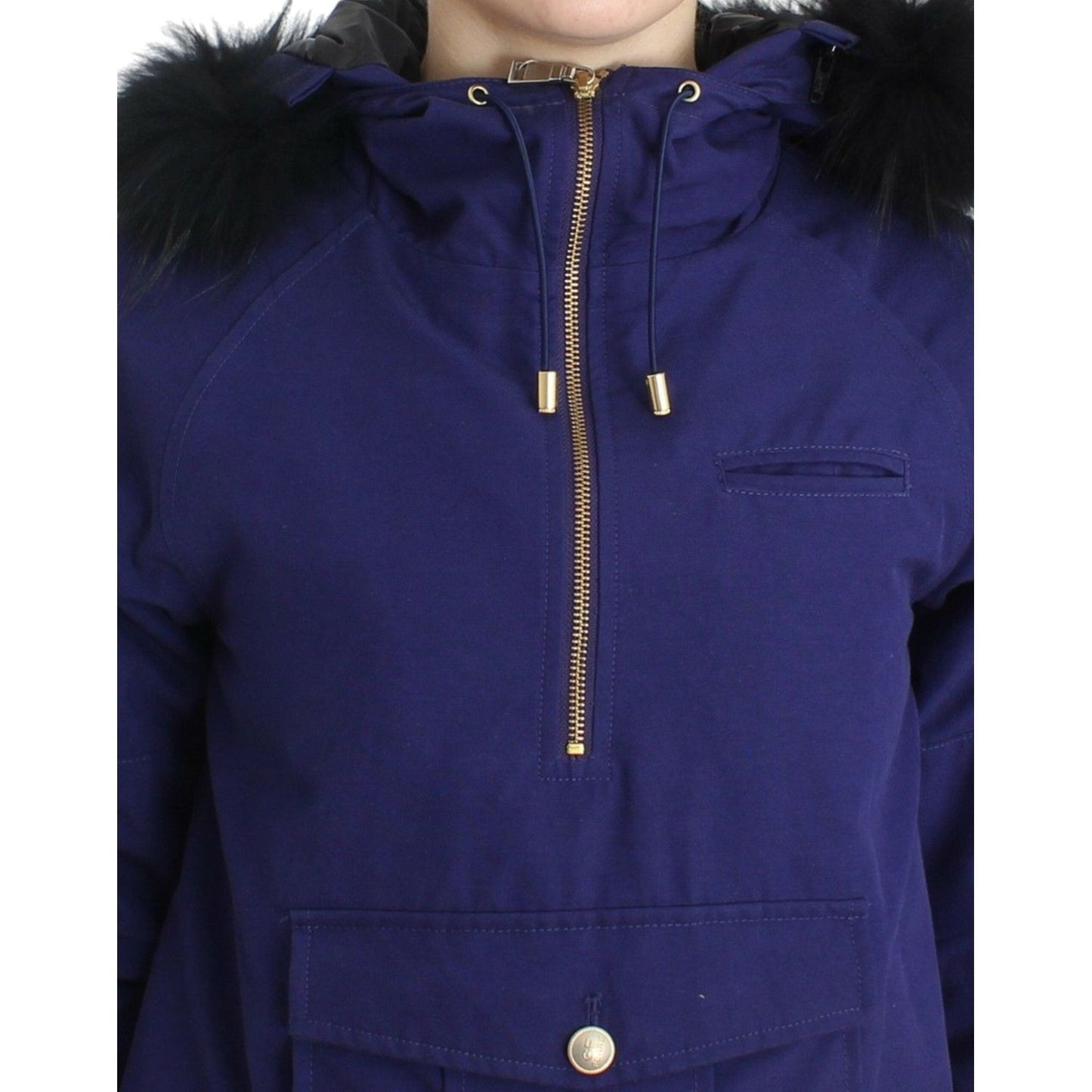 GF Ferre Blue Padded Jacket Hooded Short K-Way SIG11604-2