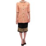 Dolce & Gabbana Pink Silk Brocade Crystal Jacket Coat GSS11674-1