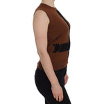 Dolce & Gabbana Brown Wool Black Lace Vest Sweater Top SIG13245-1