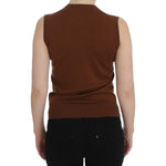Dolce & Gabbana Brown Wool Black Lace Vest Sweater Top SIG13245-1