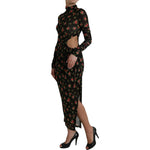Dolce & Gabbana Black Floral Cut Out Sheath Long Maxi Dress DR281020-40