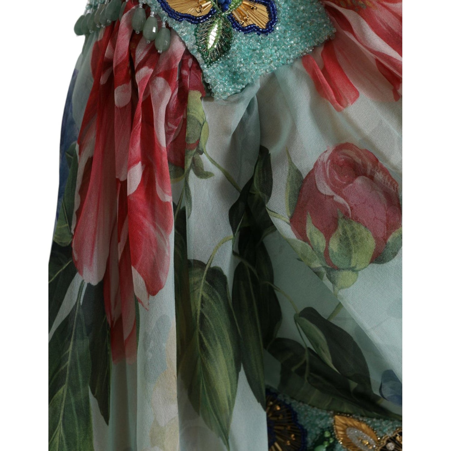 Dolce & Gabbana Blue Floral Print Tiered Long Maxi Dress DR281092-36