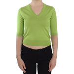Dolce & Gabbana Green Wool V-neck Pullover Sweater Top SIG13323-1