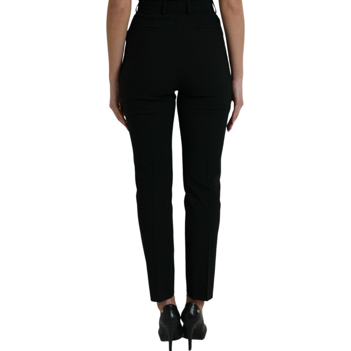 Dolce & Gabbana Black Wool High Waist Tapered Pants PAN74984-40