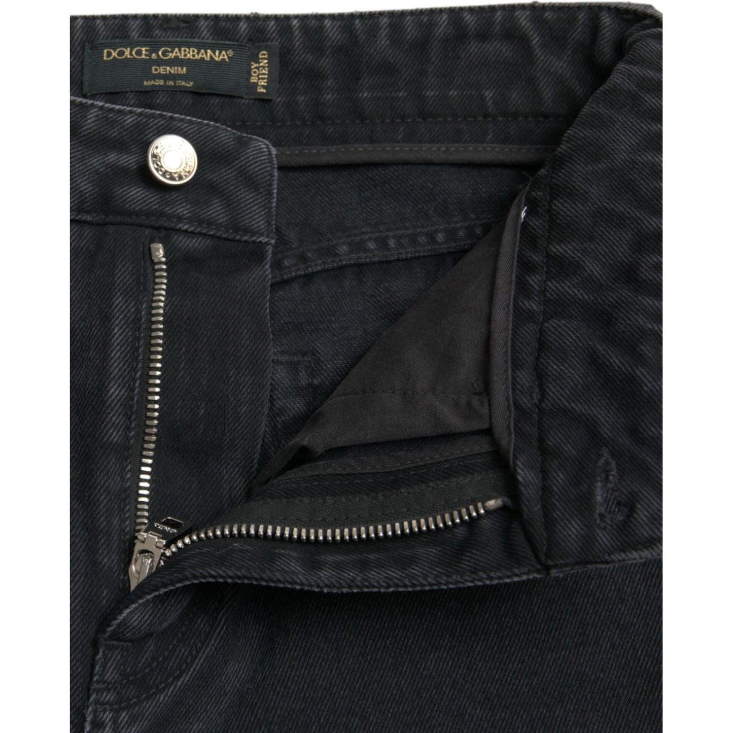 Dolce & Gabbana Black Cotton High Waist Tattered Denim Jeans PAN74988-40