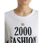 Dolce & Gabbana White Slogan Print Lacing Detailed T-shirt TSH84228-40