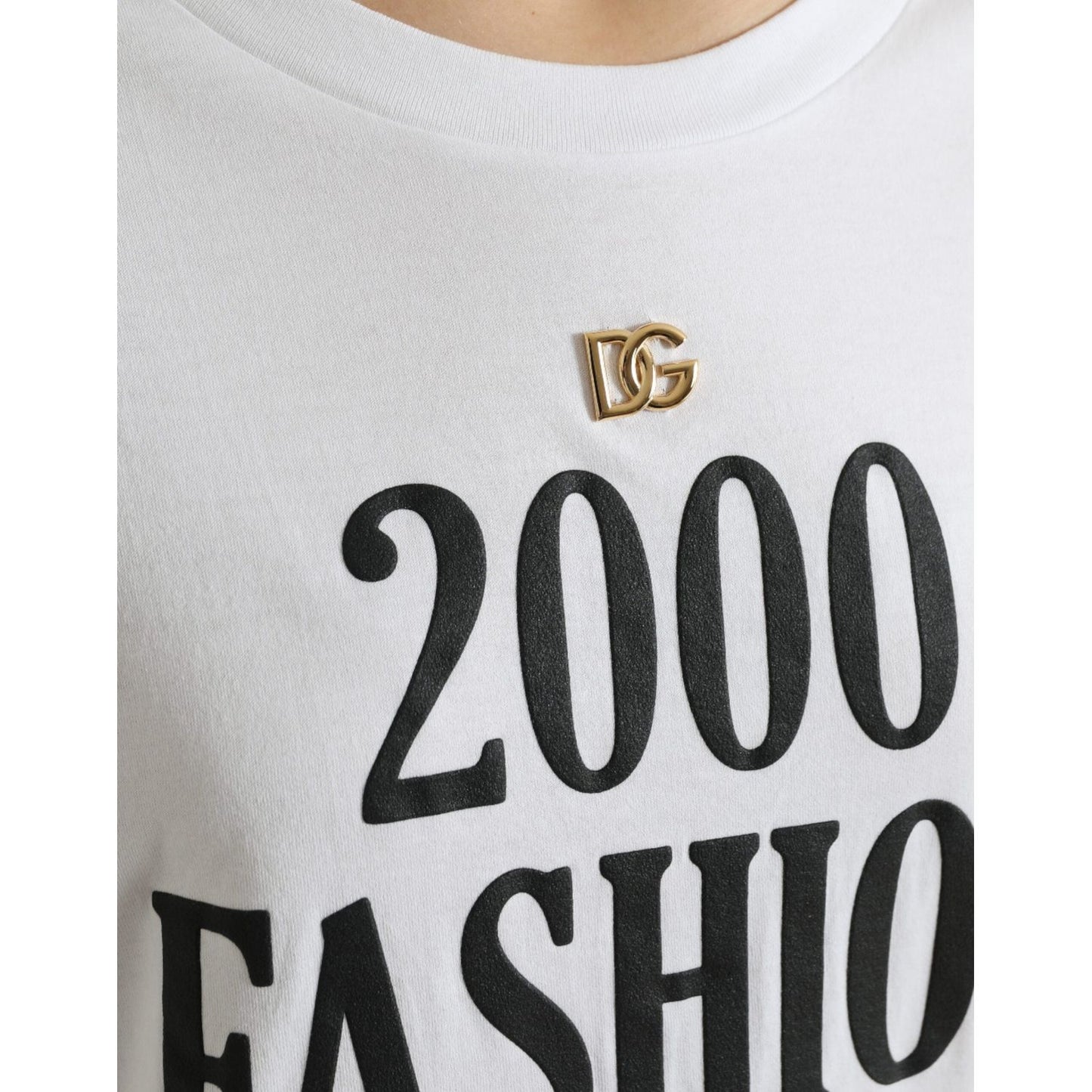 Dolce & Gabbana White Slogan Print Lacing Detailed T-shirt TSH84228-40
