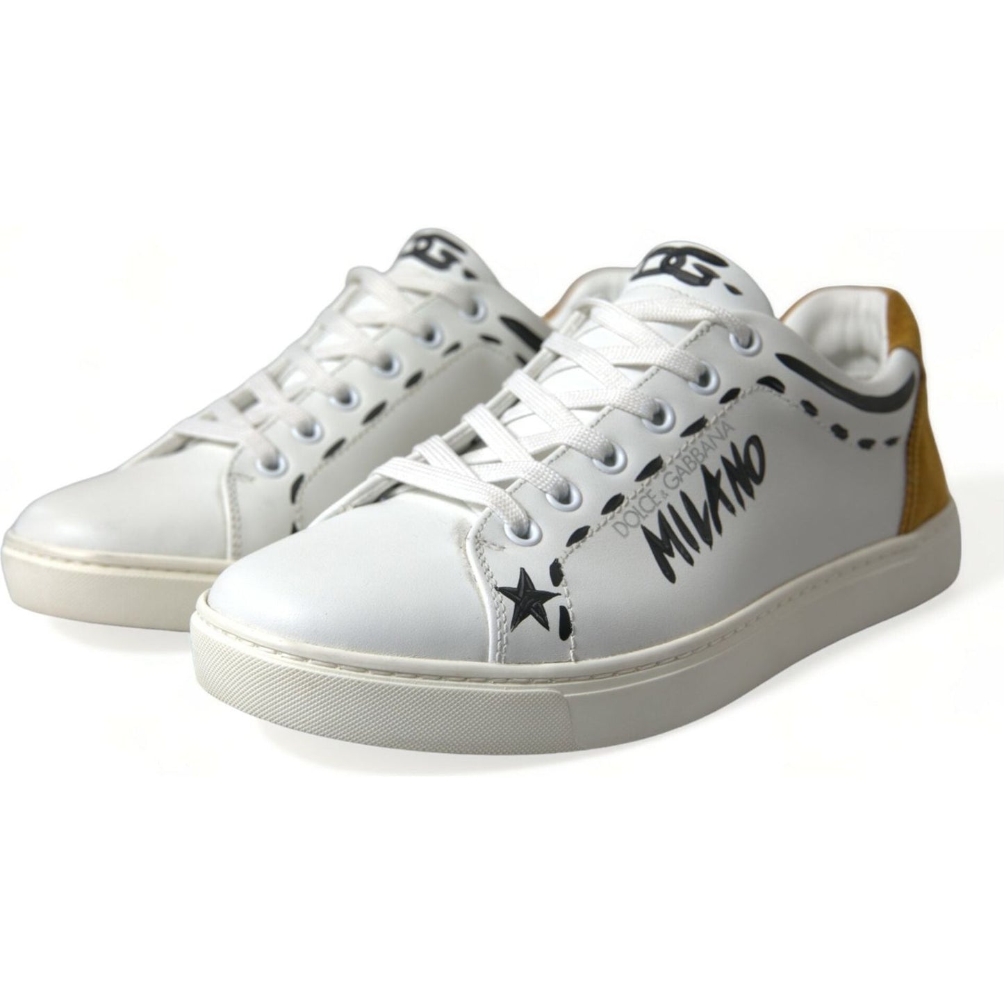 Dolce & Gabbana White Leather LOVE Milano Men Sneakers Shoes MV5376-39.5