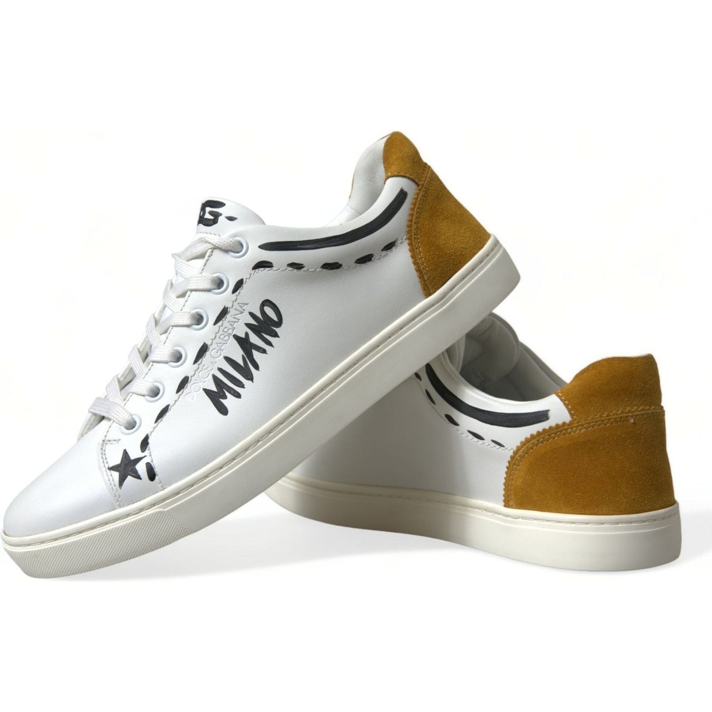 Dolce & Gabbana White Leather LOVE Milano Men Sneakers Shoes MV5376-39.5