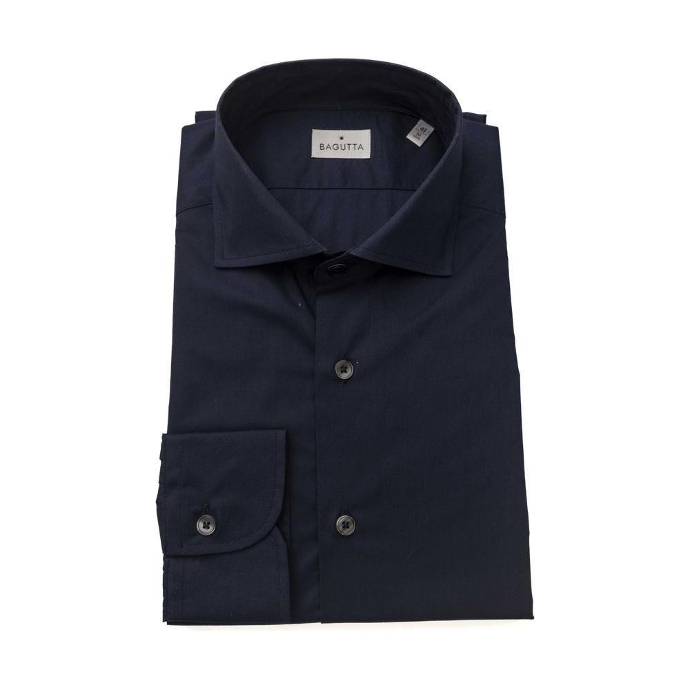Bagutta Blue Cotton Men Slim Shirt BA-23944-L