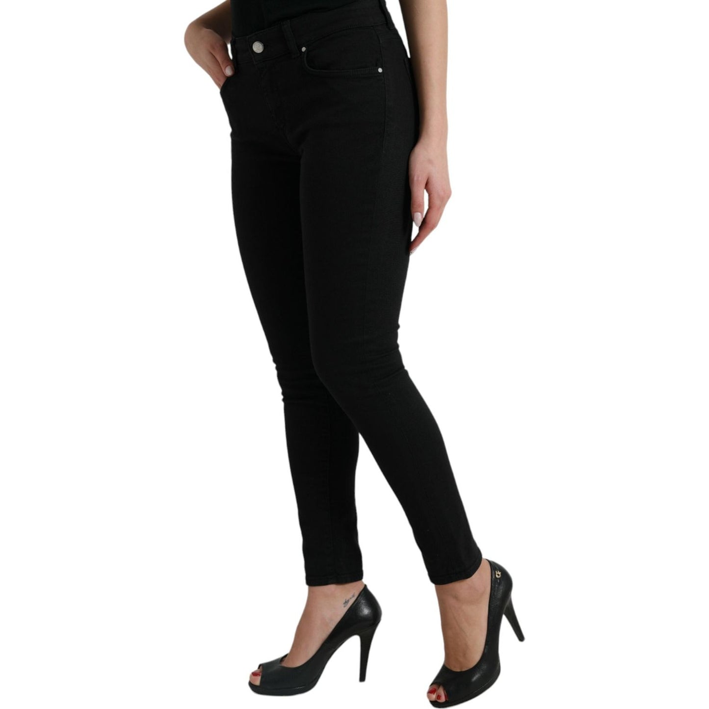 Dolce & Gabbana Black Cotton Mid Waist Skinny Denim Jeans PAN75004-42