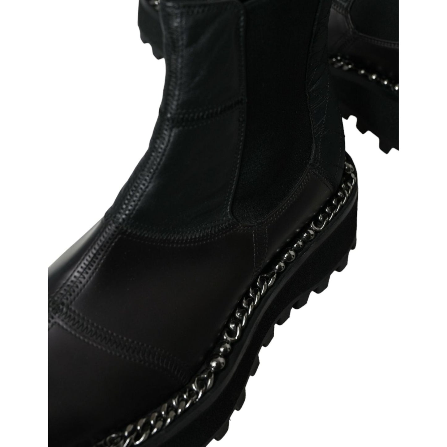Dolce & Gabbana Black Leather Slip On Stretch Chelsea Boots Shoes MV5530-39