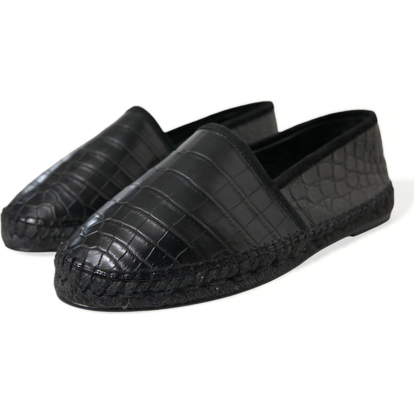 Dolce & Gabbana Black Exotic Leather Espadrilles Slip On Shoes MV5404-43