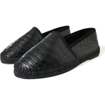 Dolce & Gabbana Black Exotic Leather Espadrilles Slip On Shoes MV5404-43