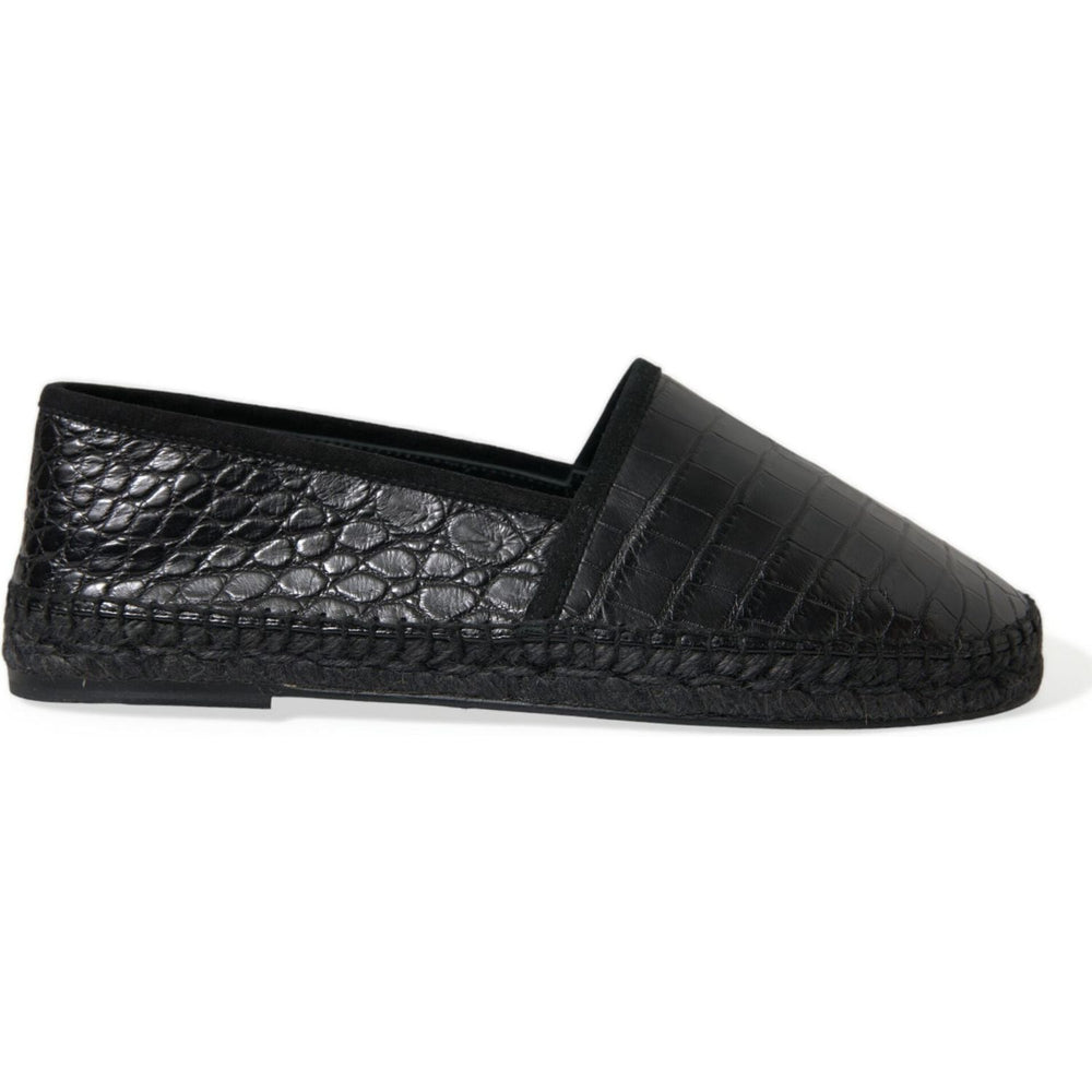 Dolce & Gabbana Black Exotic Leather Espadrilles Slip On Shoes MV5404-43