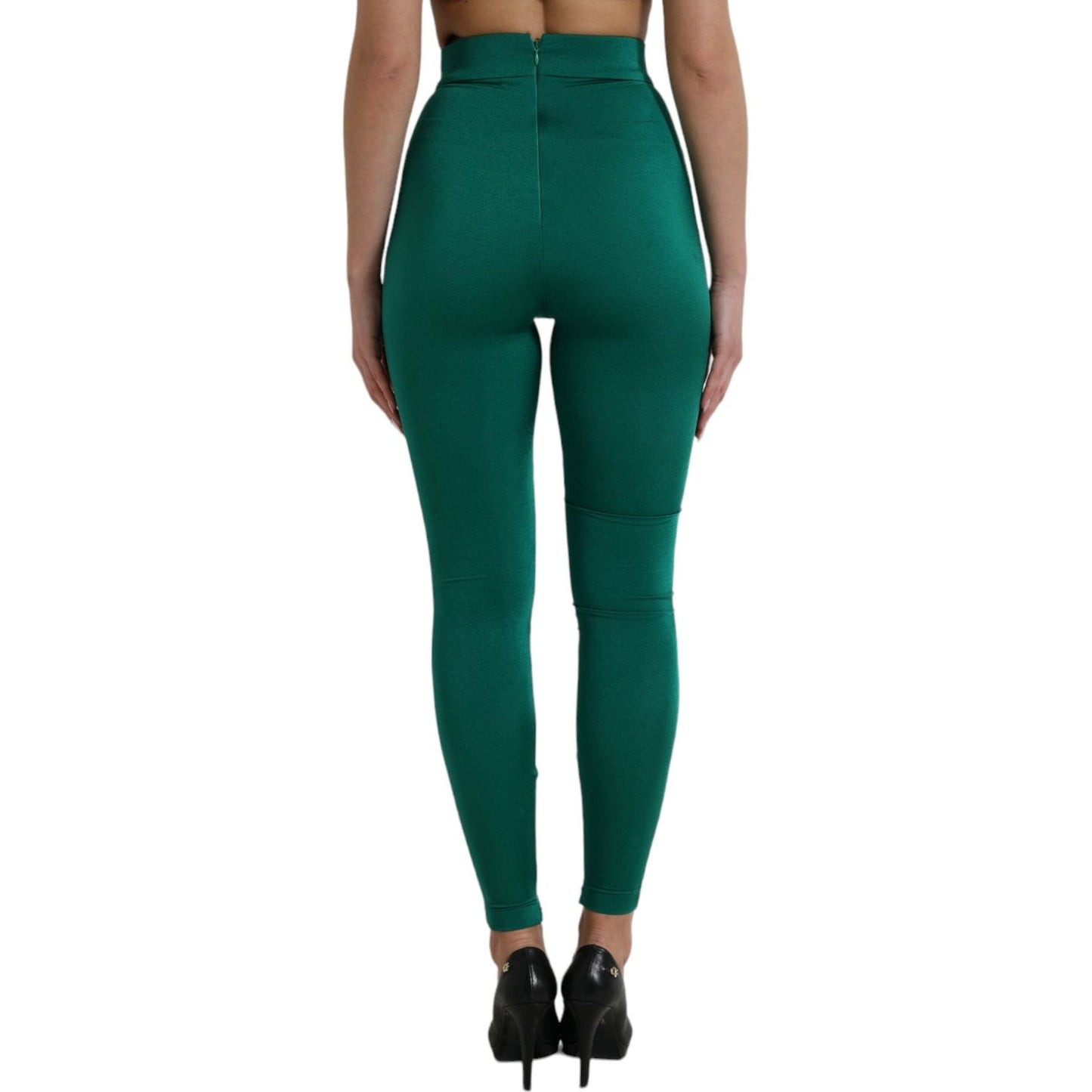 Dolce & Gabbana Green Nylon Stretch Slim Leggings Pants PAN74939-40