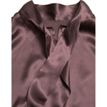 Dolce & Gabbana Brown Silk Ascot Collar Long Sleeve Blouse Top TSH84306-42