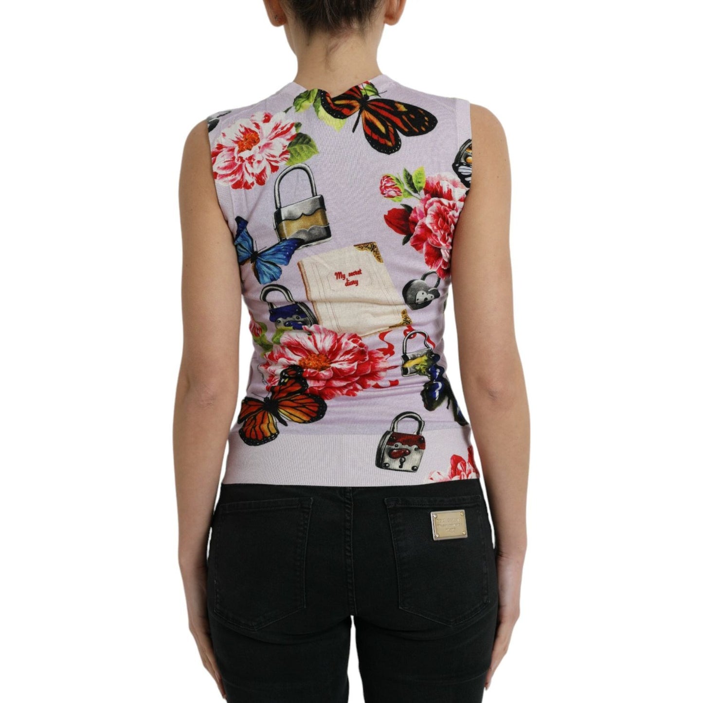 Dolce & Gabbana Multicolor Floral Padlock Butterfly Tank Top TSH84330-38