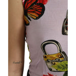 Dolce & Gabbana Multicolor Floral Padlock Butterfly Tank Top TSH84330-38